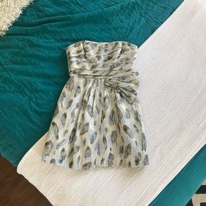 BCBGMAXAZRIA Strapless Peacock Cocktail Dress